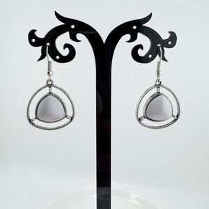 Vintage Southwestern Triangle Earrings with Gray Stone Dangles Contemporary